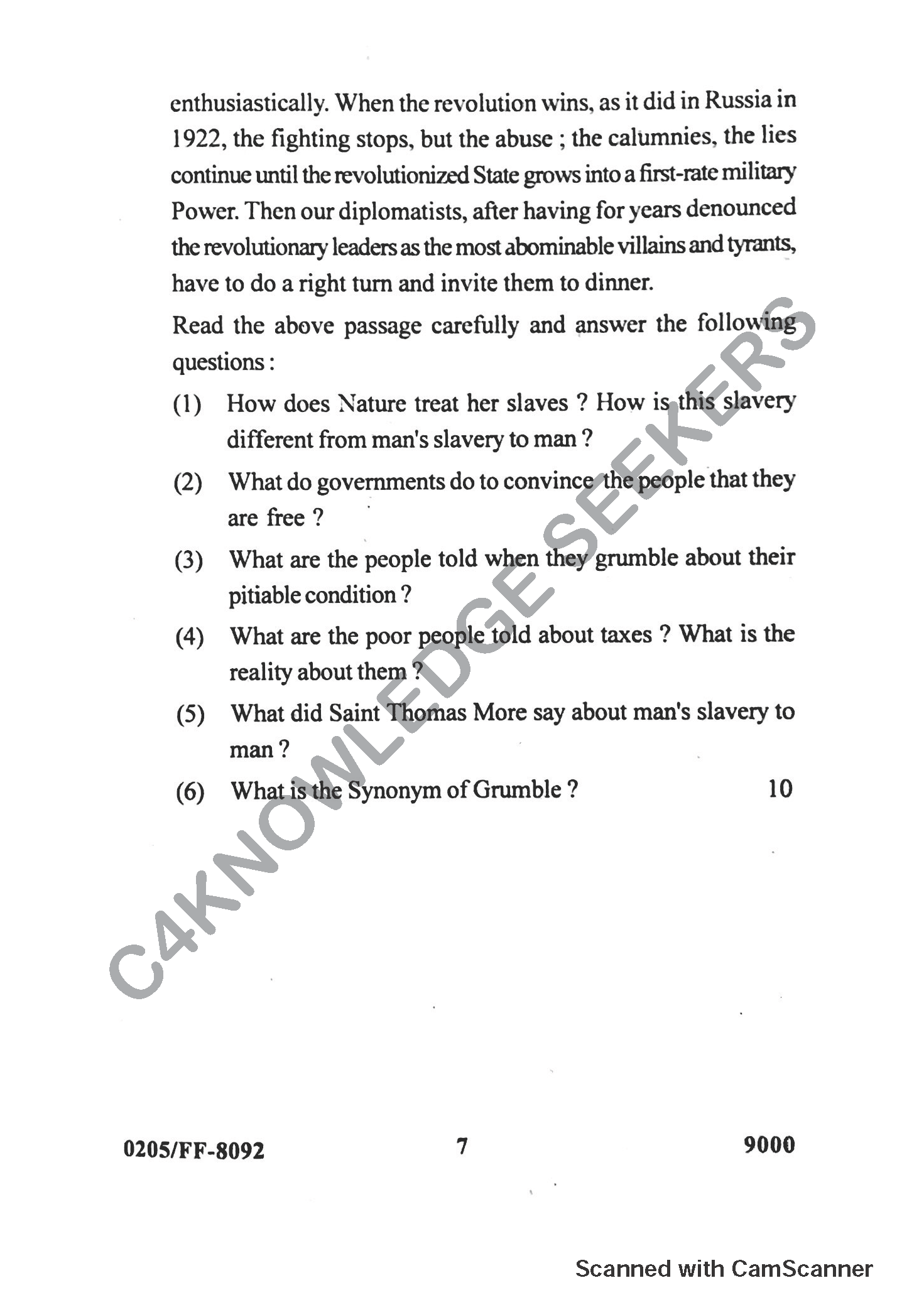 Question Paper 2019