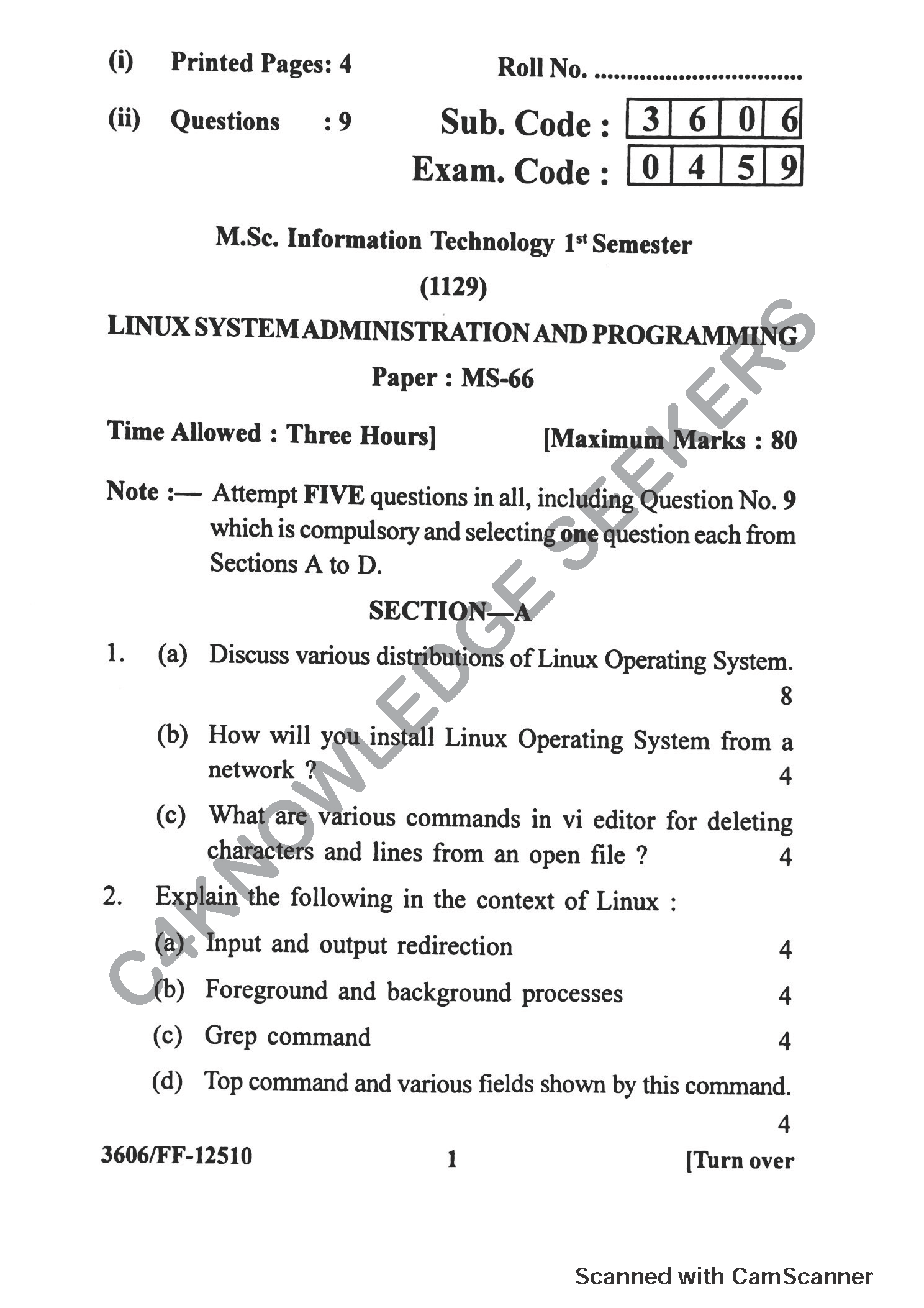 Question Paper 2019