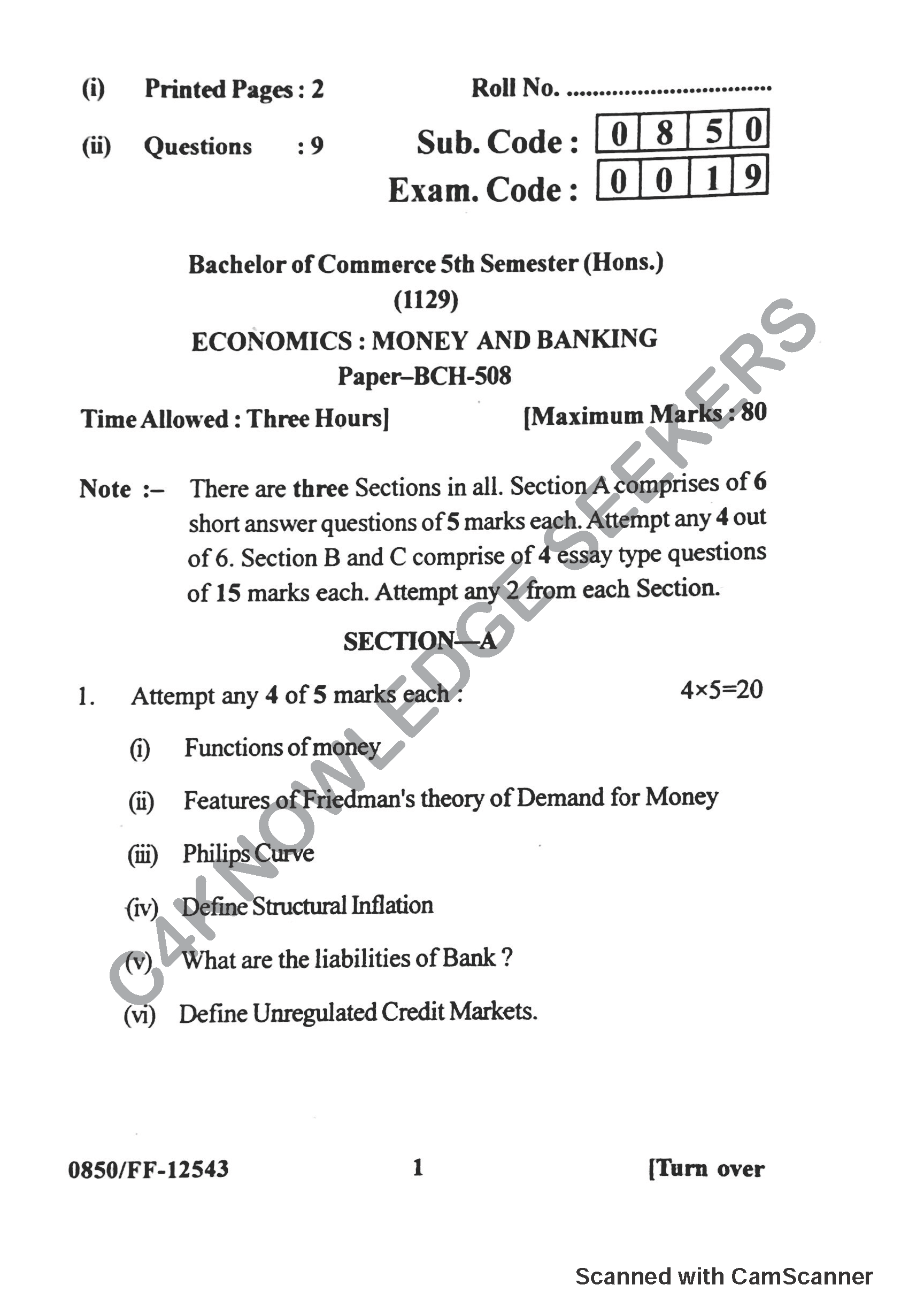 Question Paper 2019