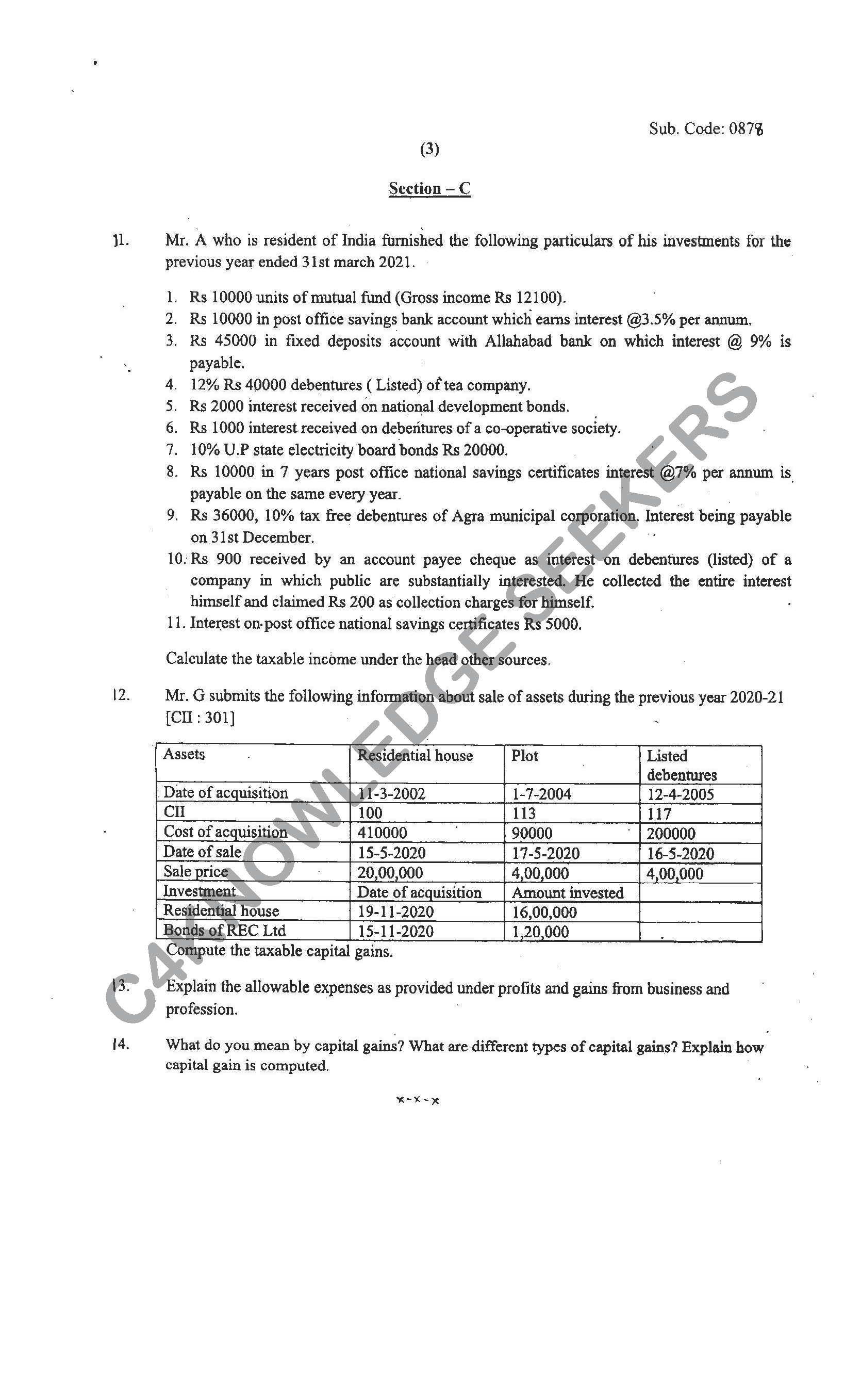 Question Paper 2021