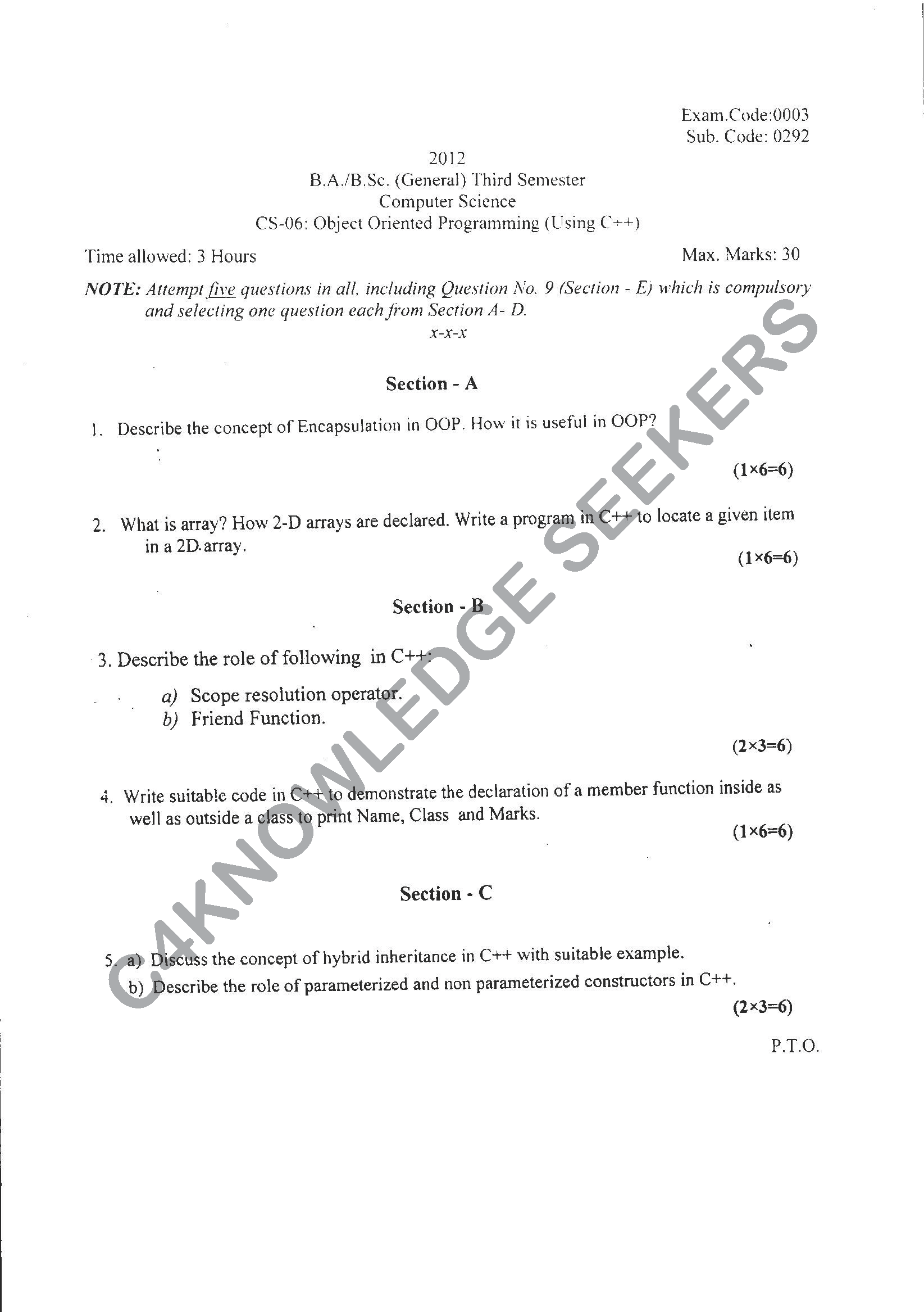 Question Paper 2021