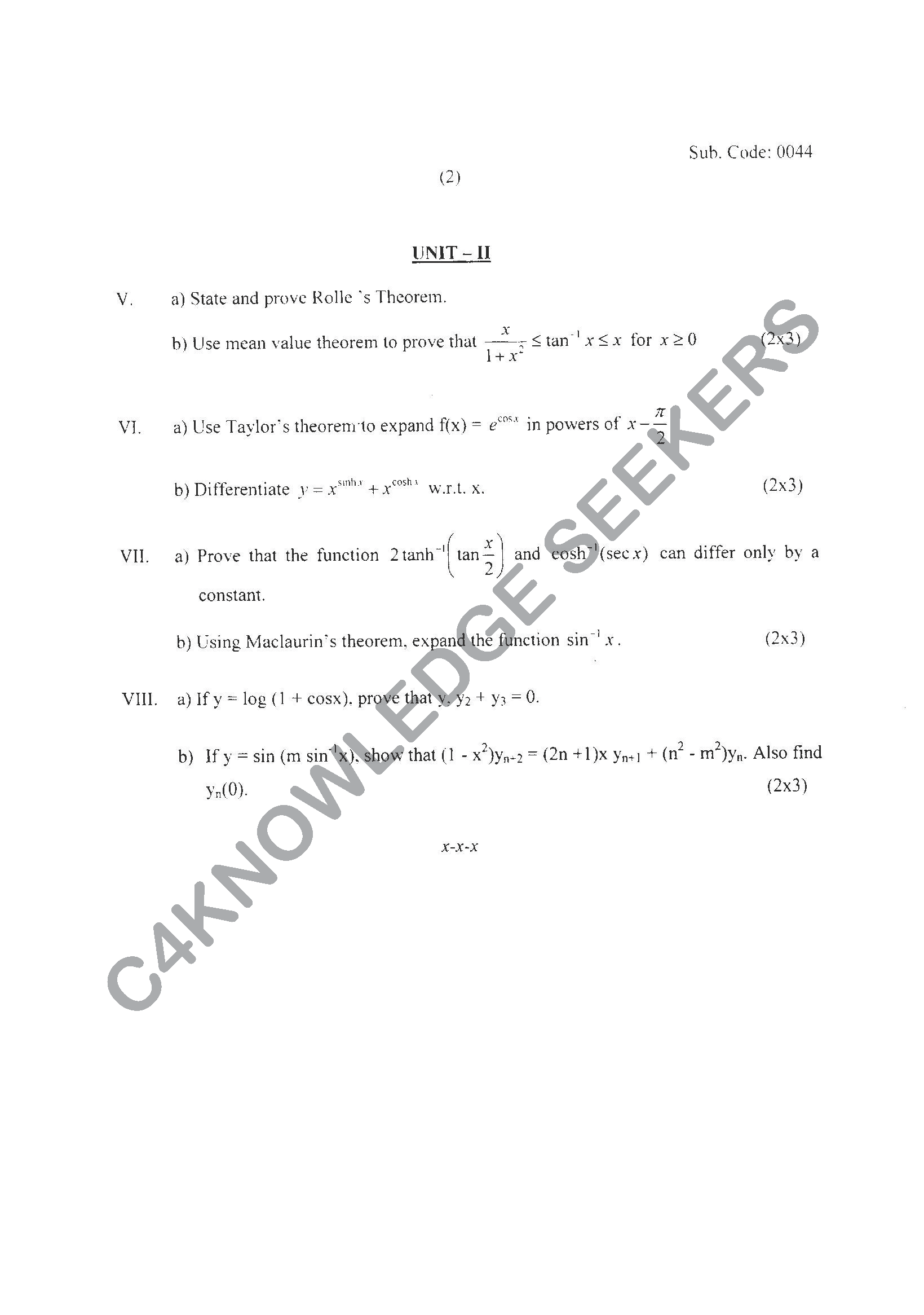 Question Paper 2021