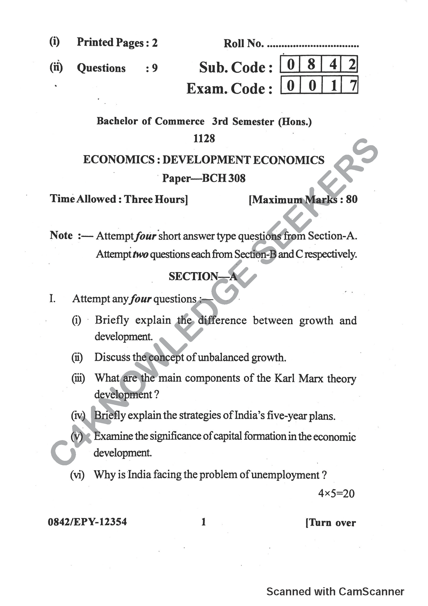 Question Paper 2018