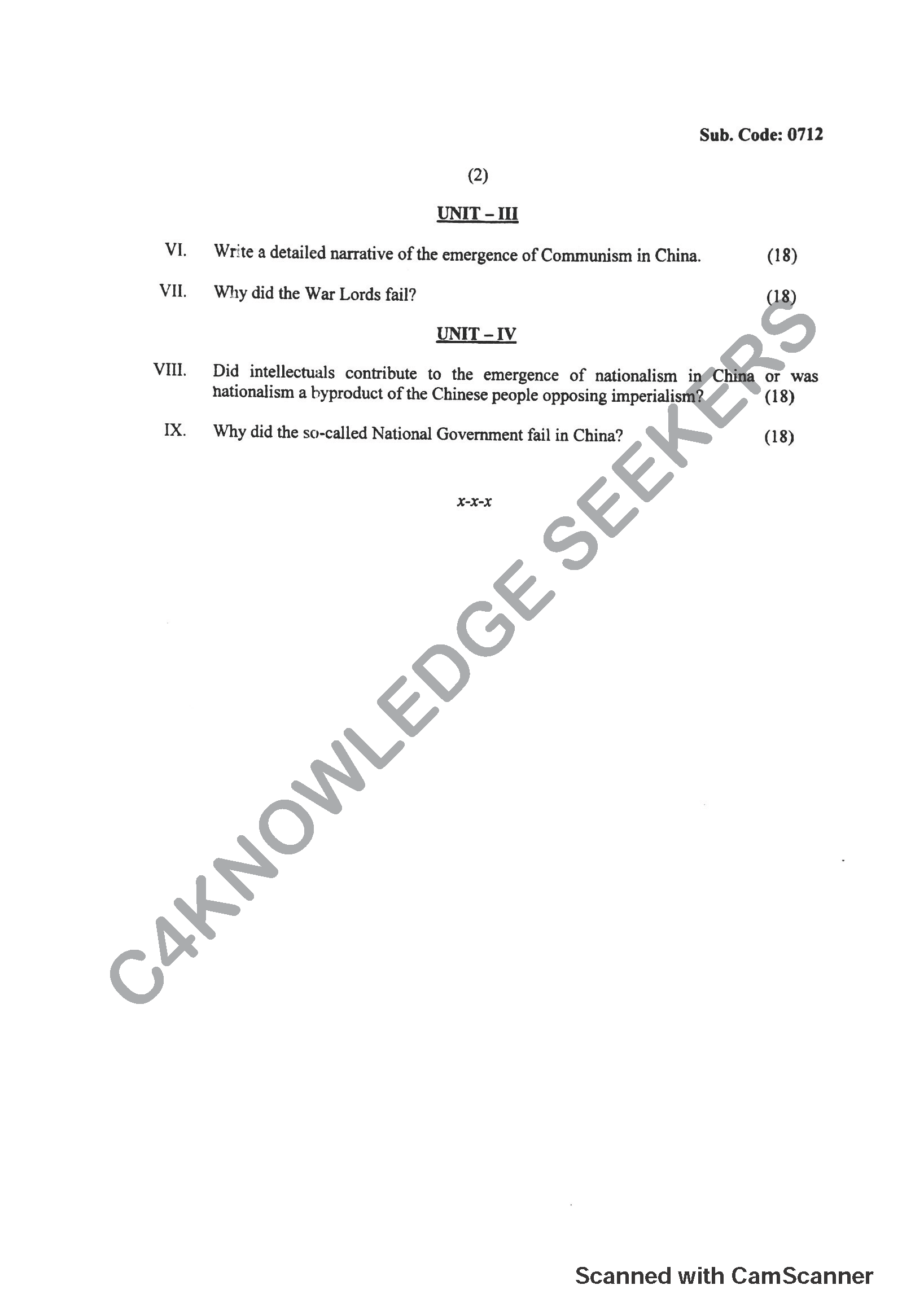 Question Paper 2018