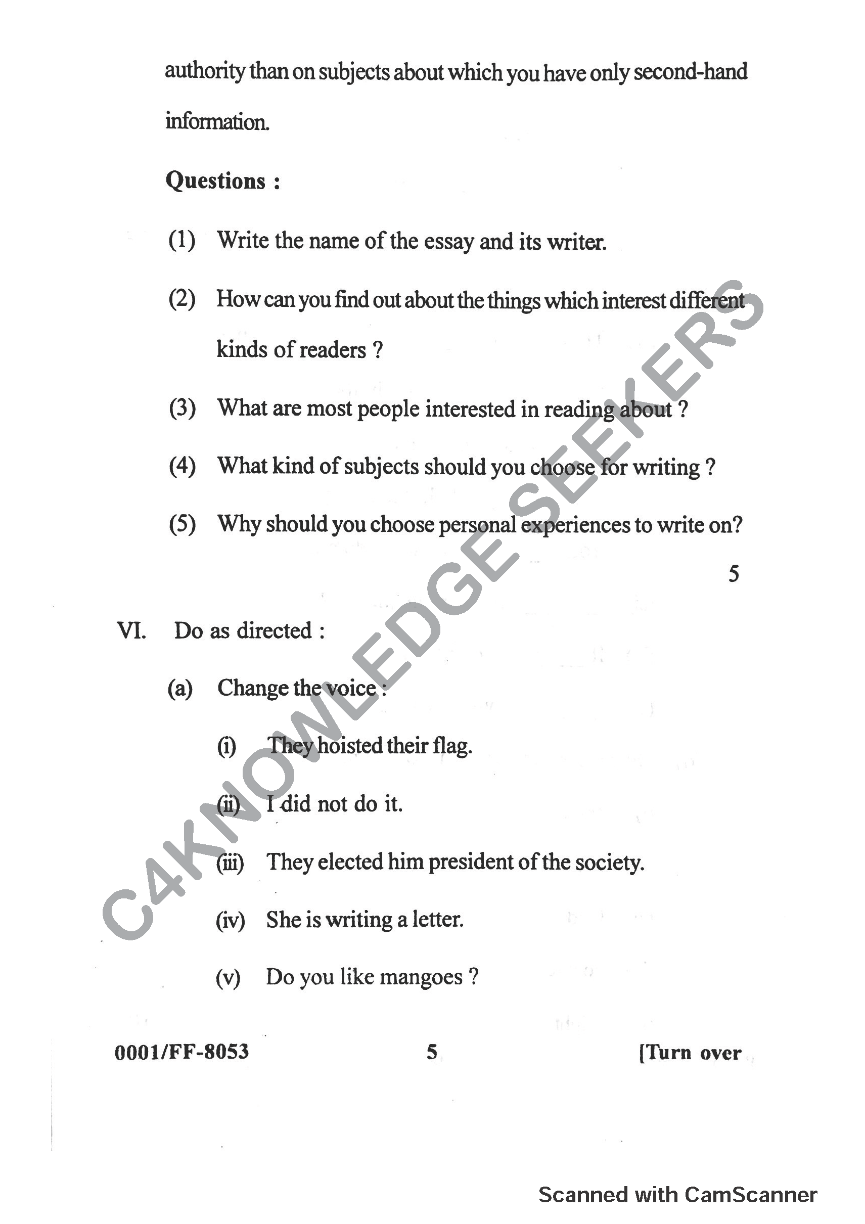 Question Paper 2019