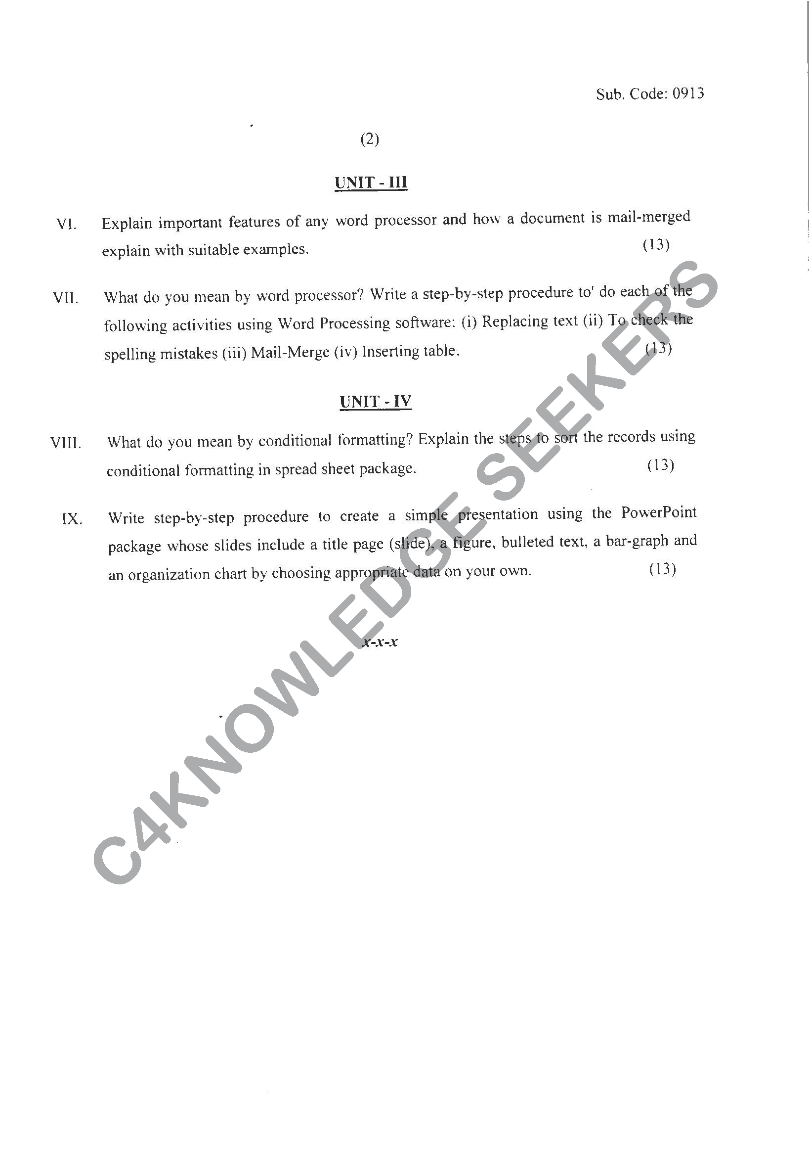 Question Paper 2021