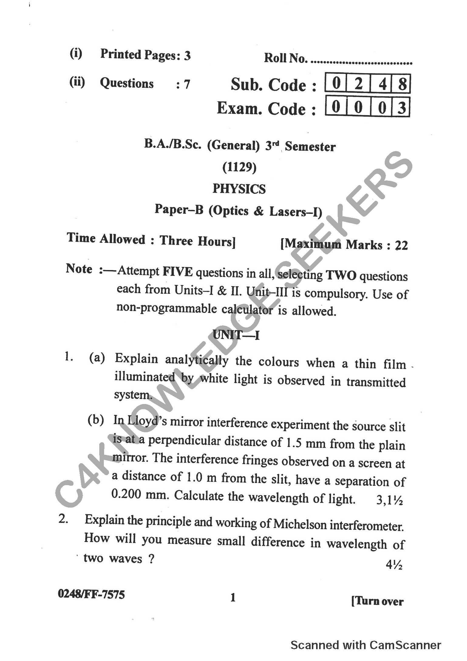 Question Paper 2019