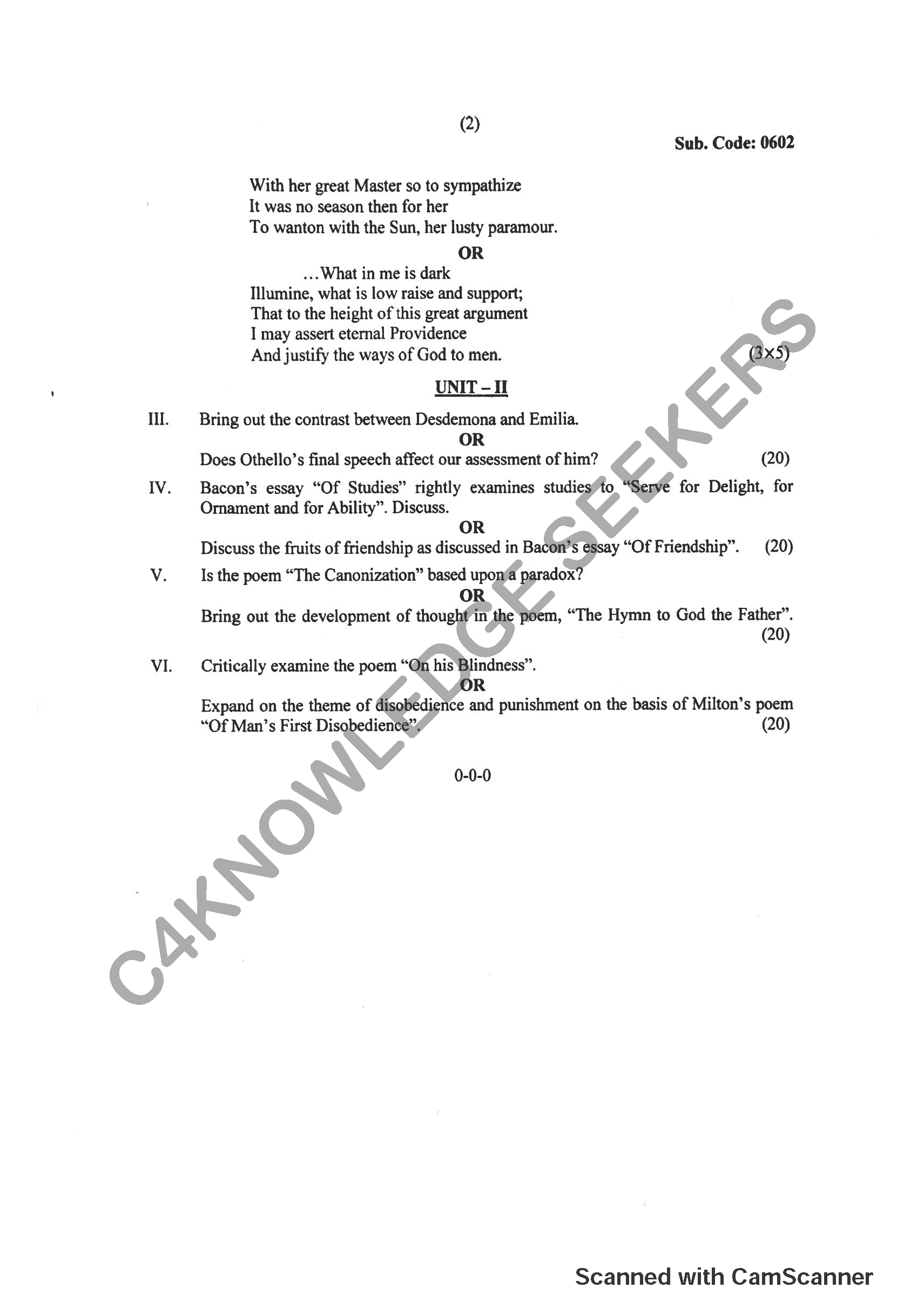 Question Paper 2018