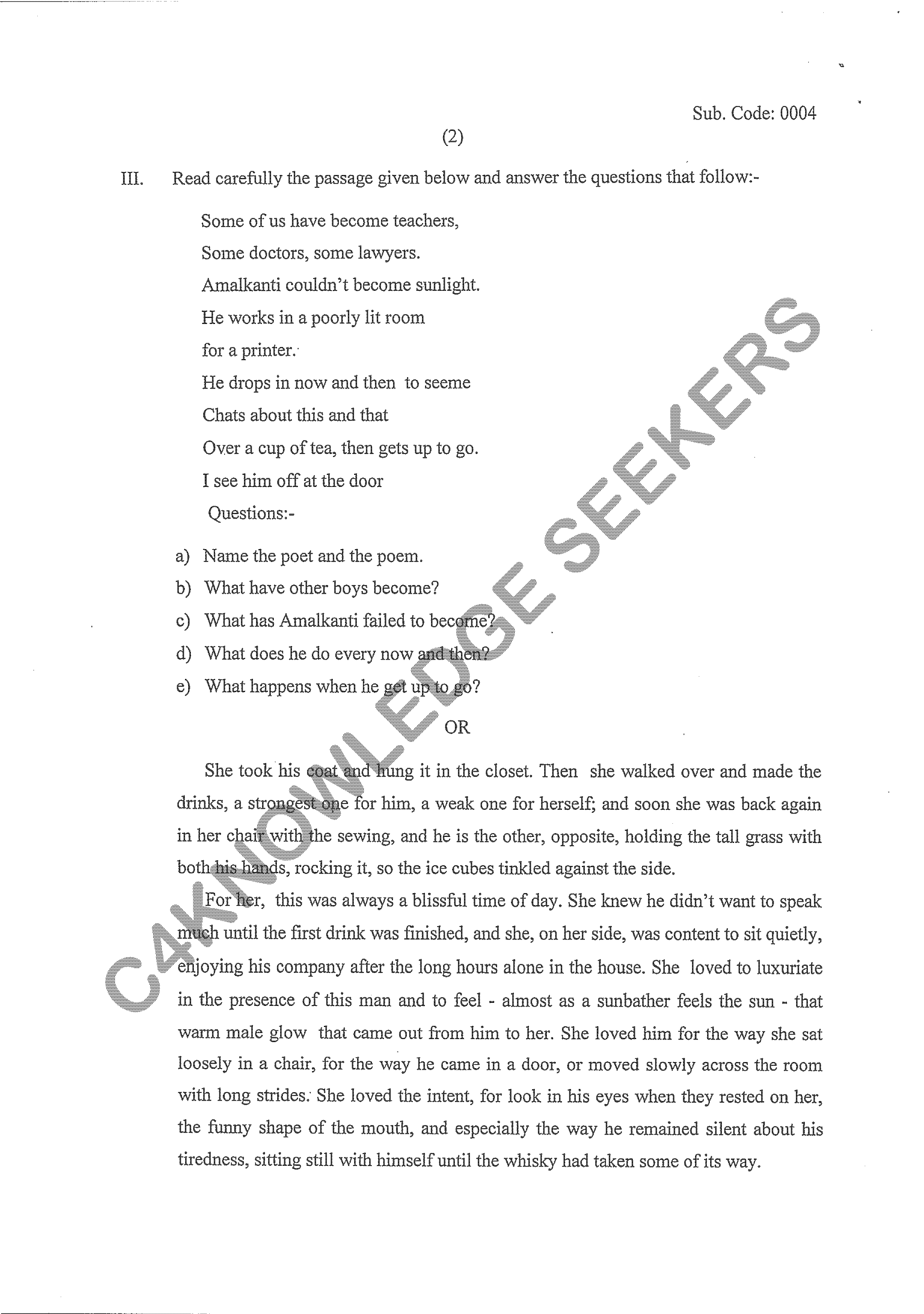 Question Paper 2020