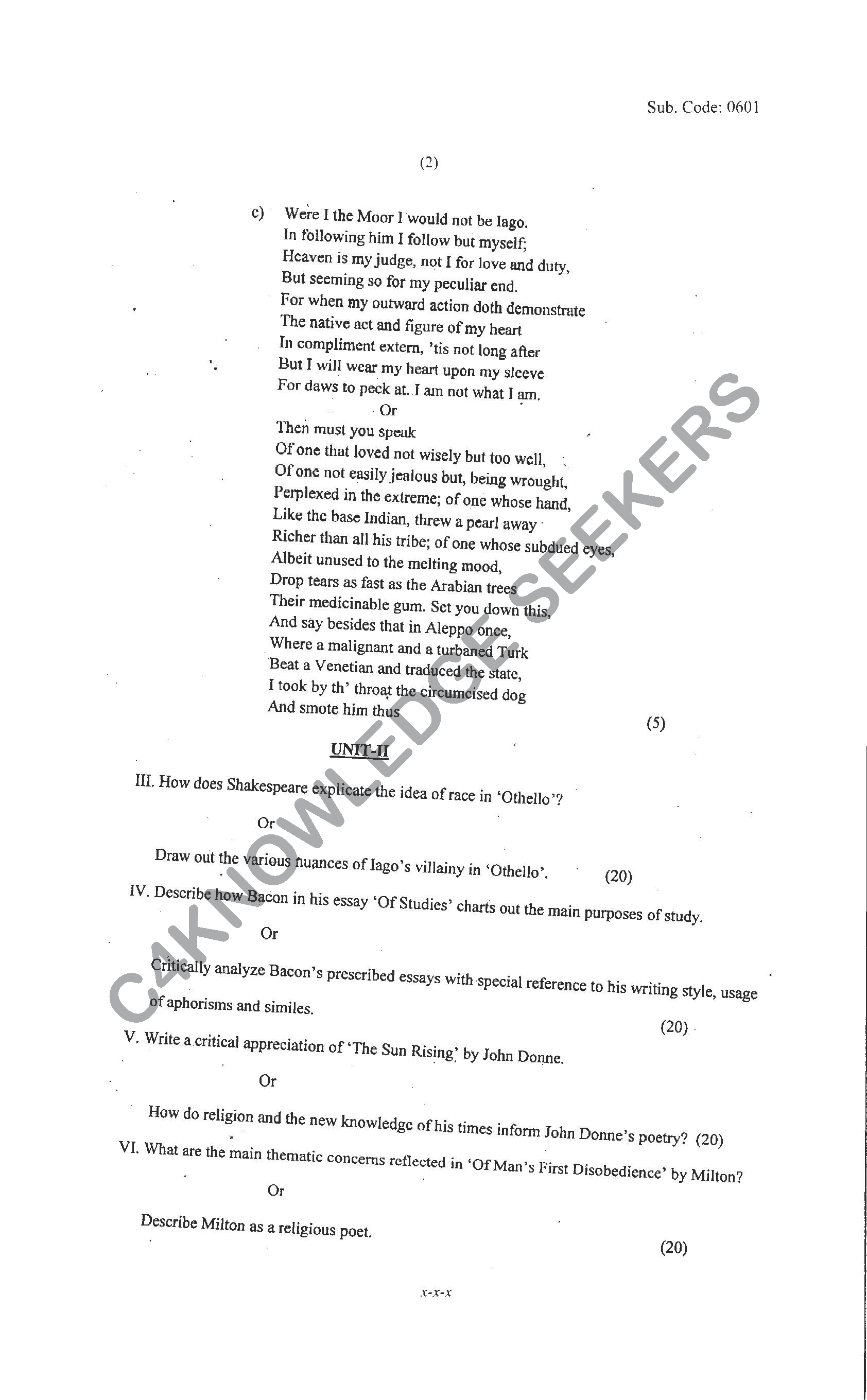 Question Paper 2021