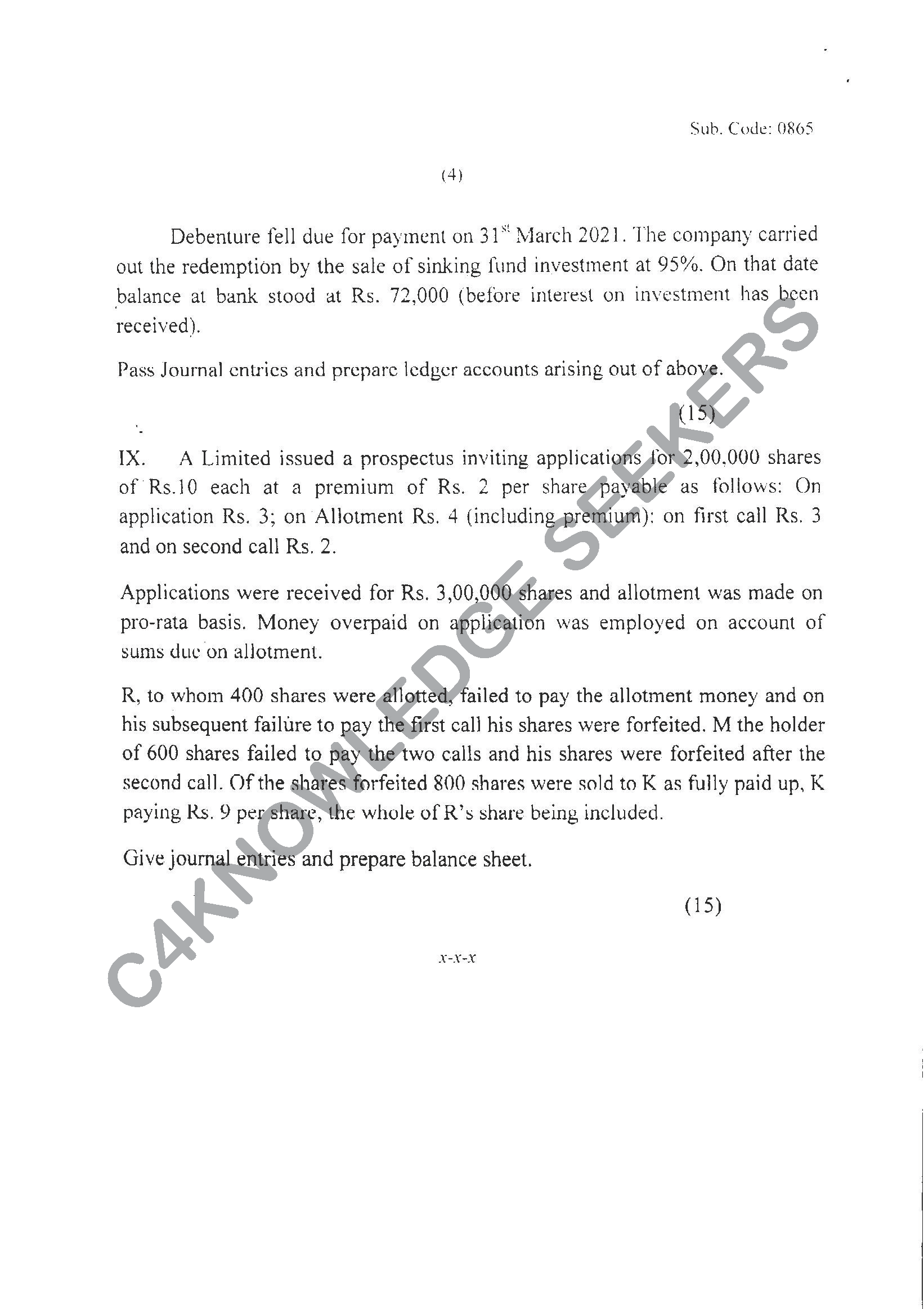 Question Paper 2021