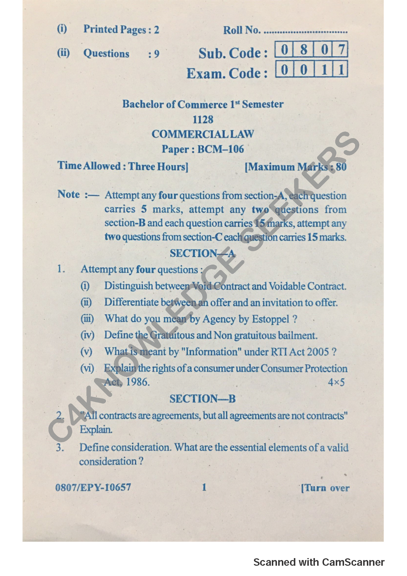 Question Paper 2018
