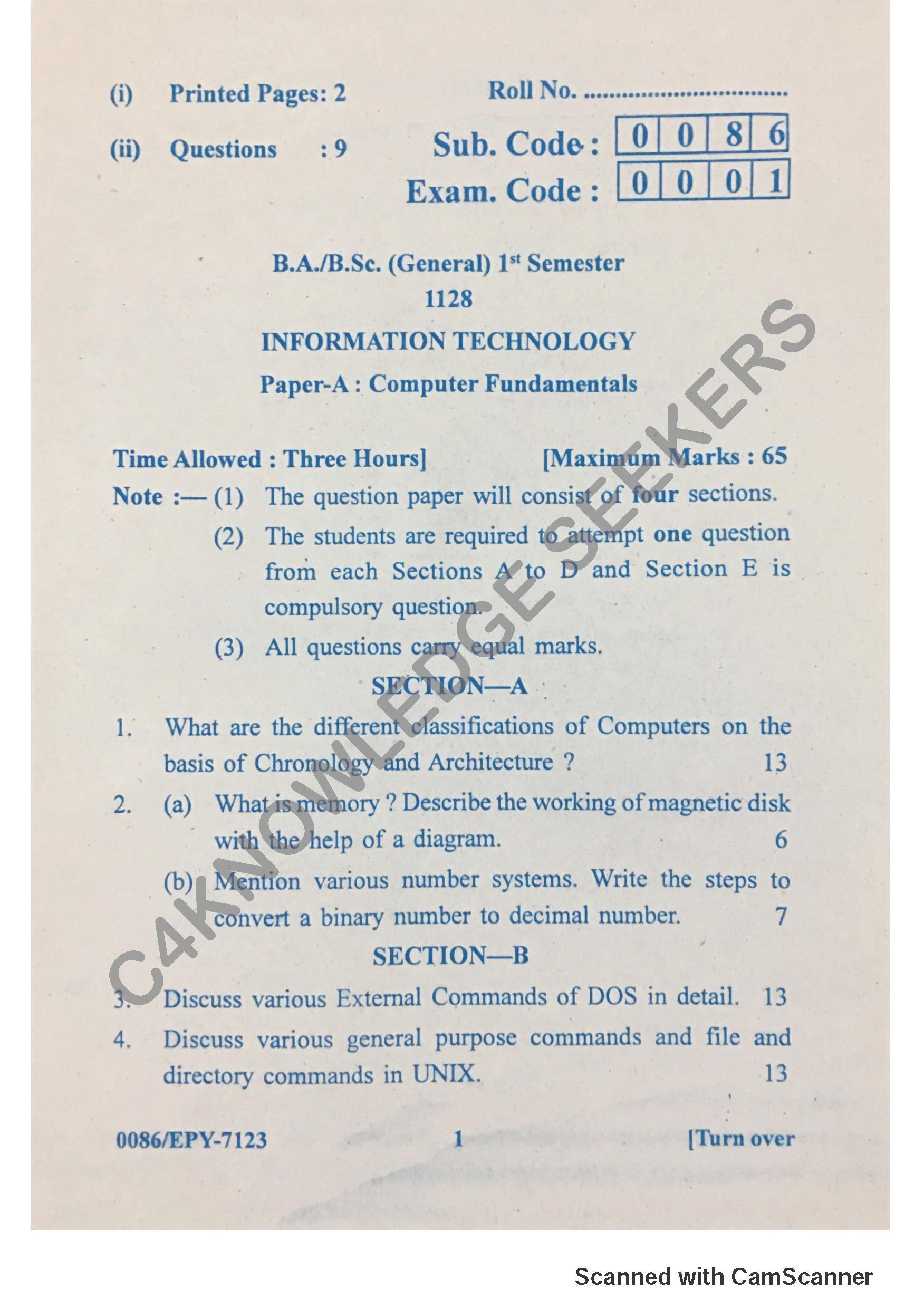 Question Paper 2018