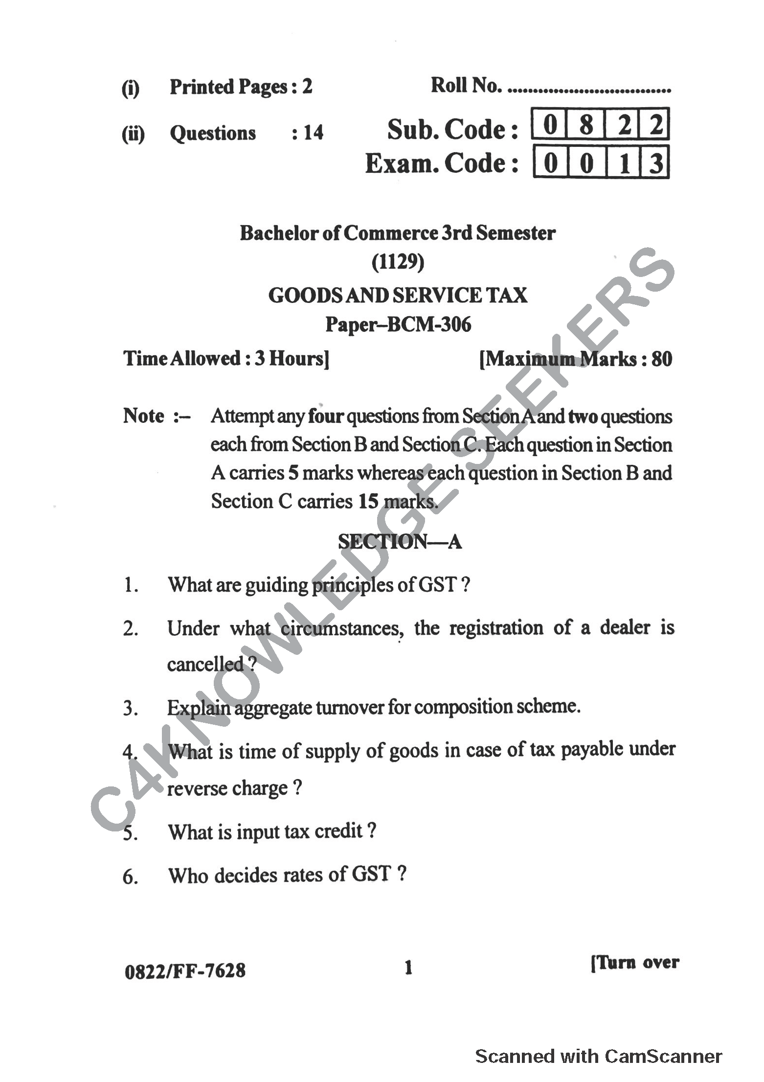 Question Paper 2019