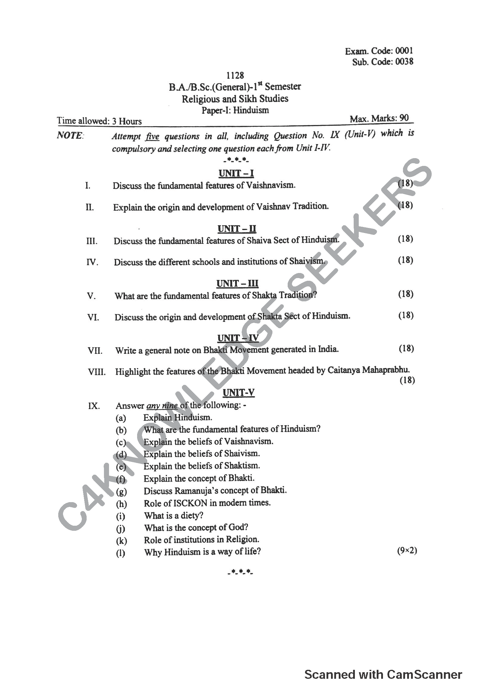 Question Paper 2018