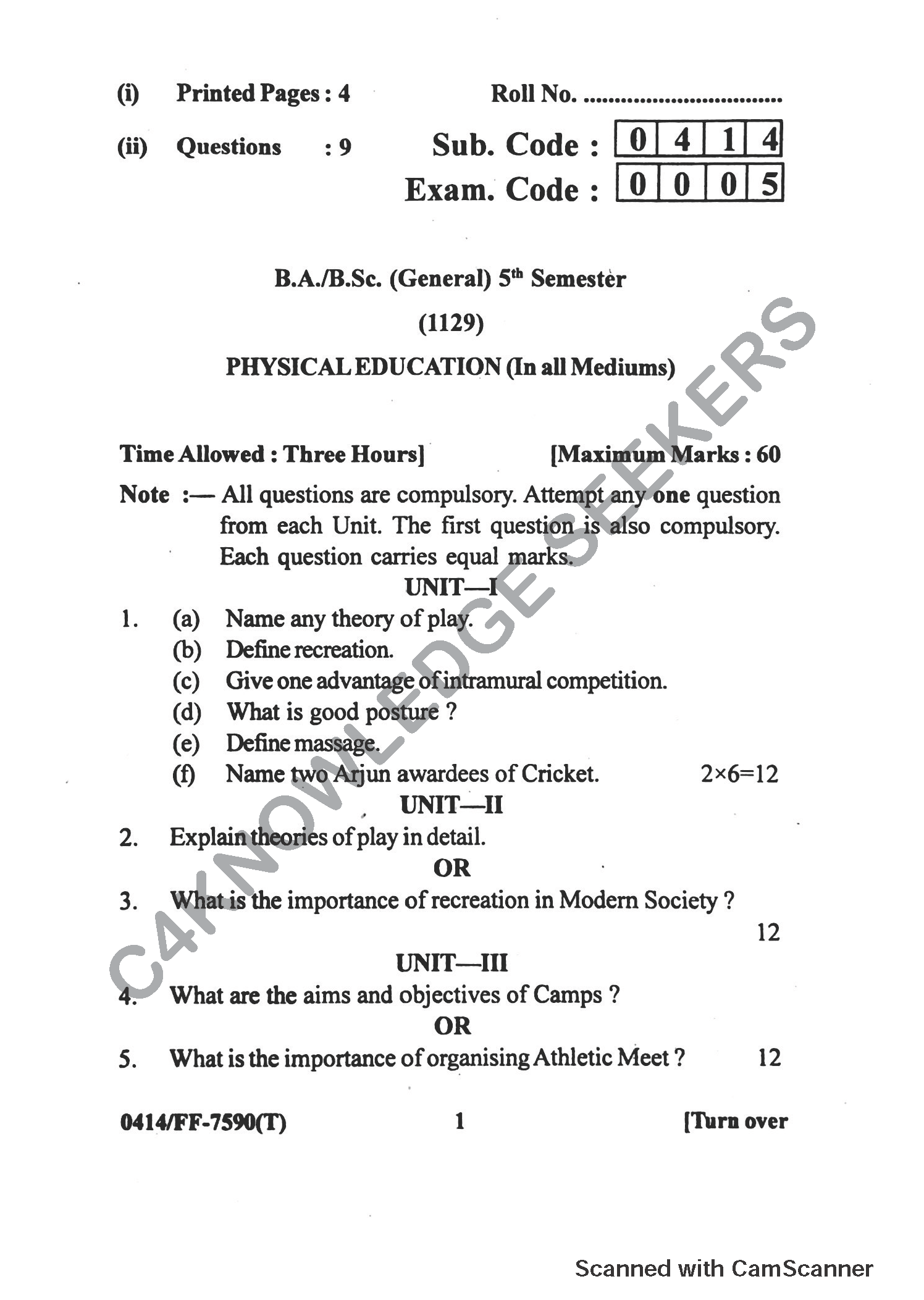 Question Paper 2019