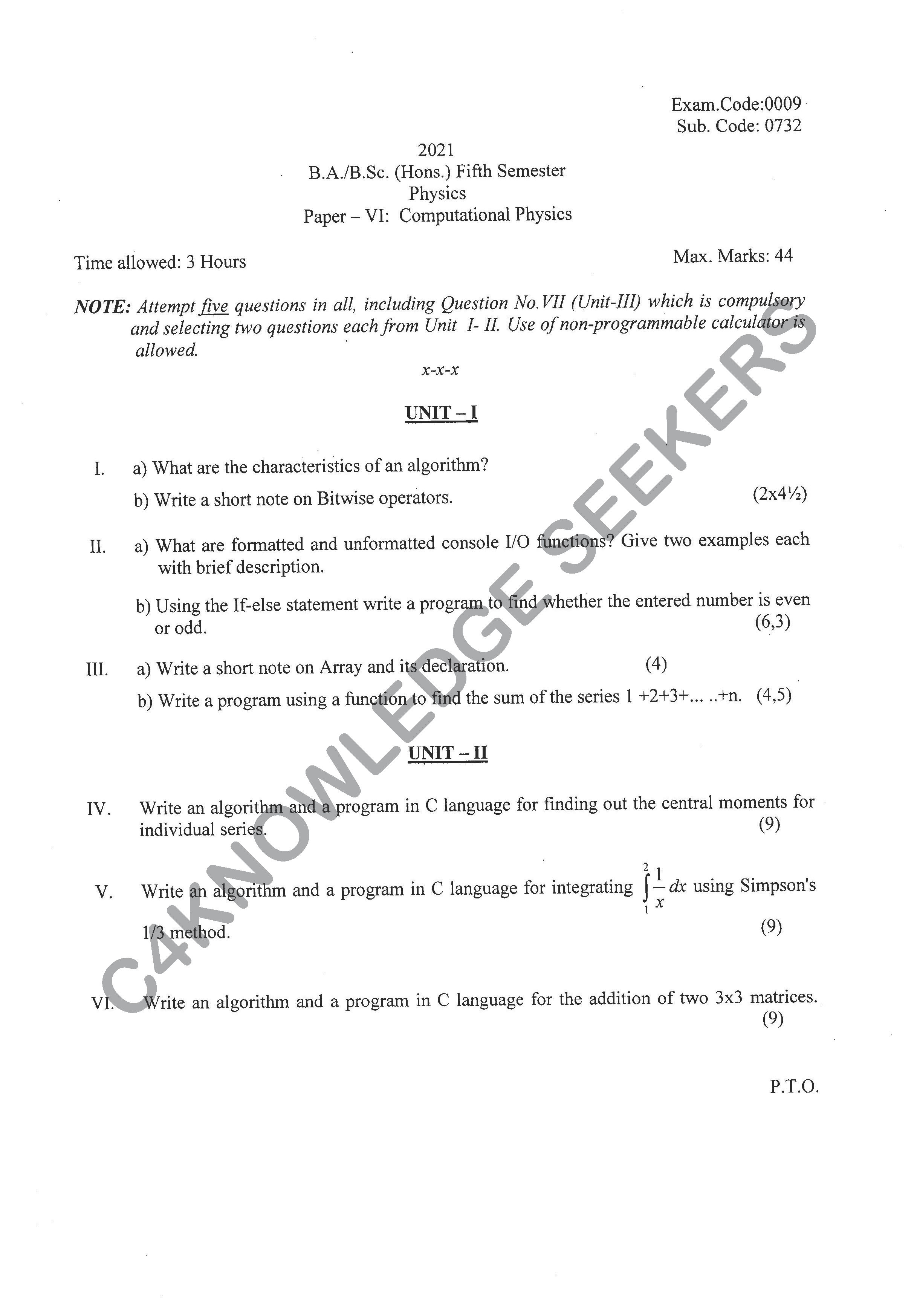 Question Paper 2020