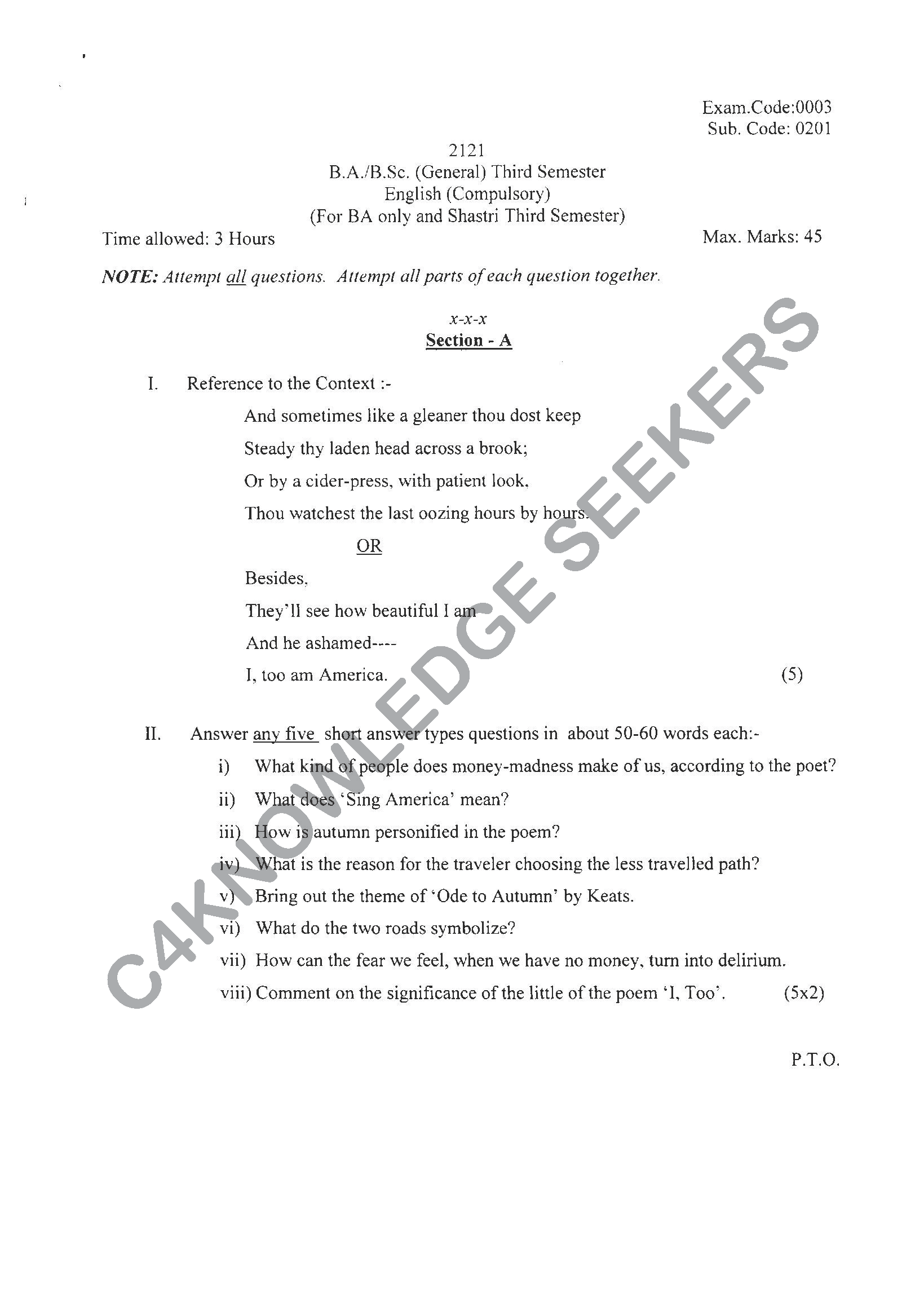 Question Paper 2021