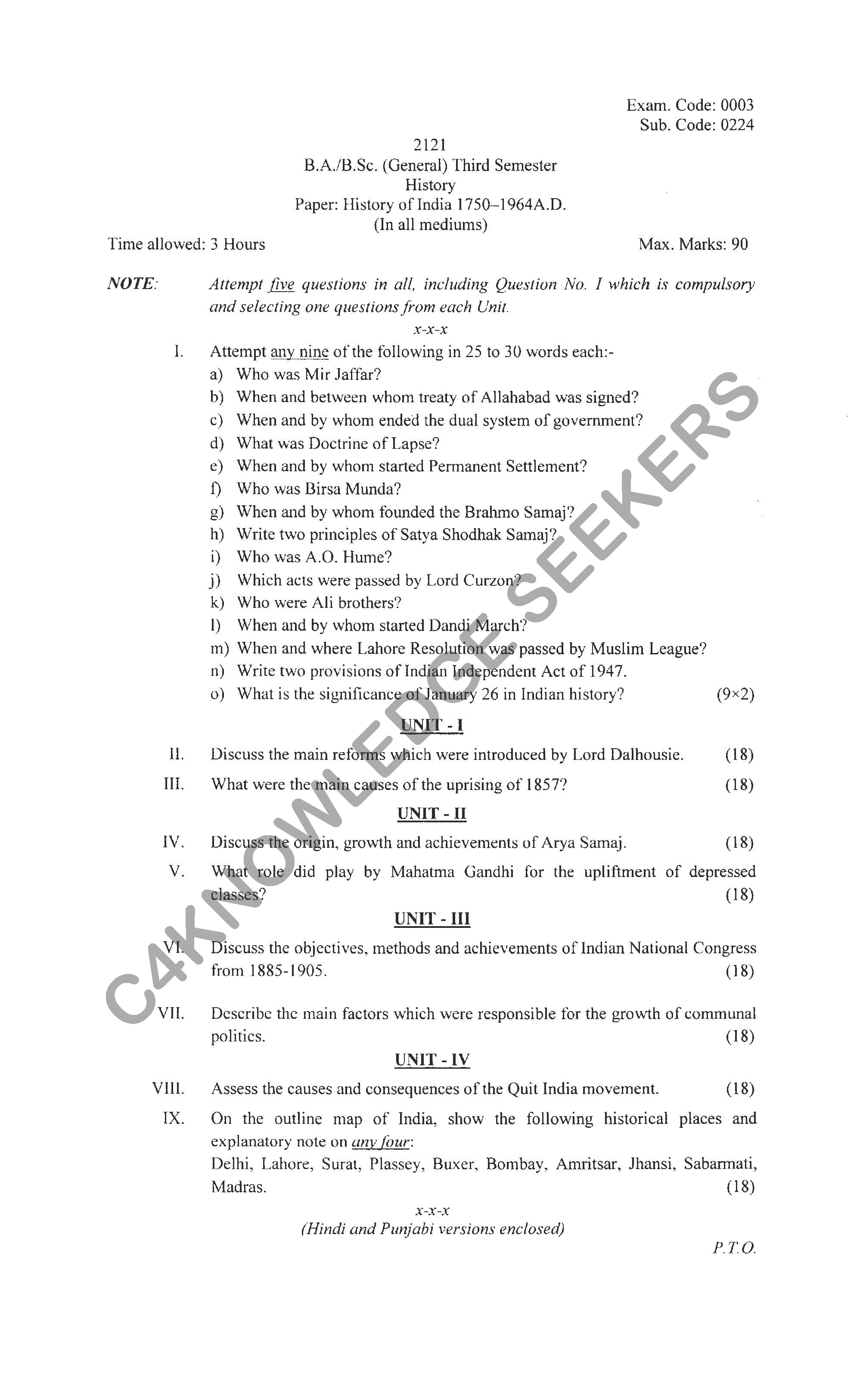 Question Paper 2021