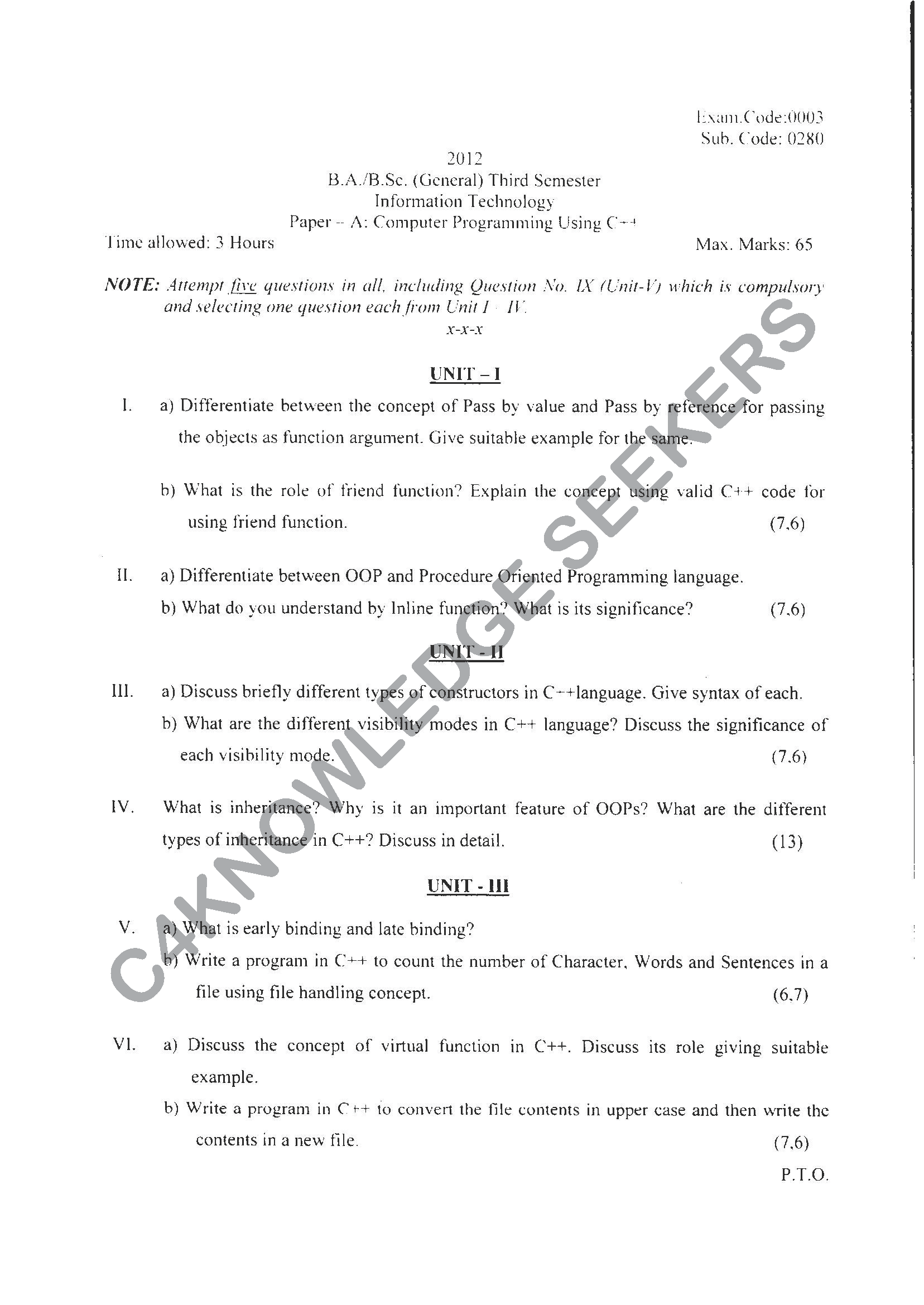 Question Paper 2021