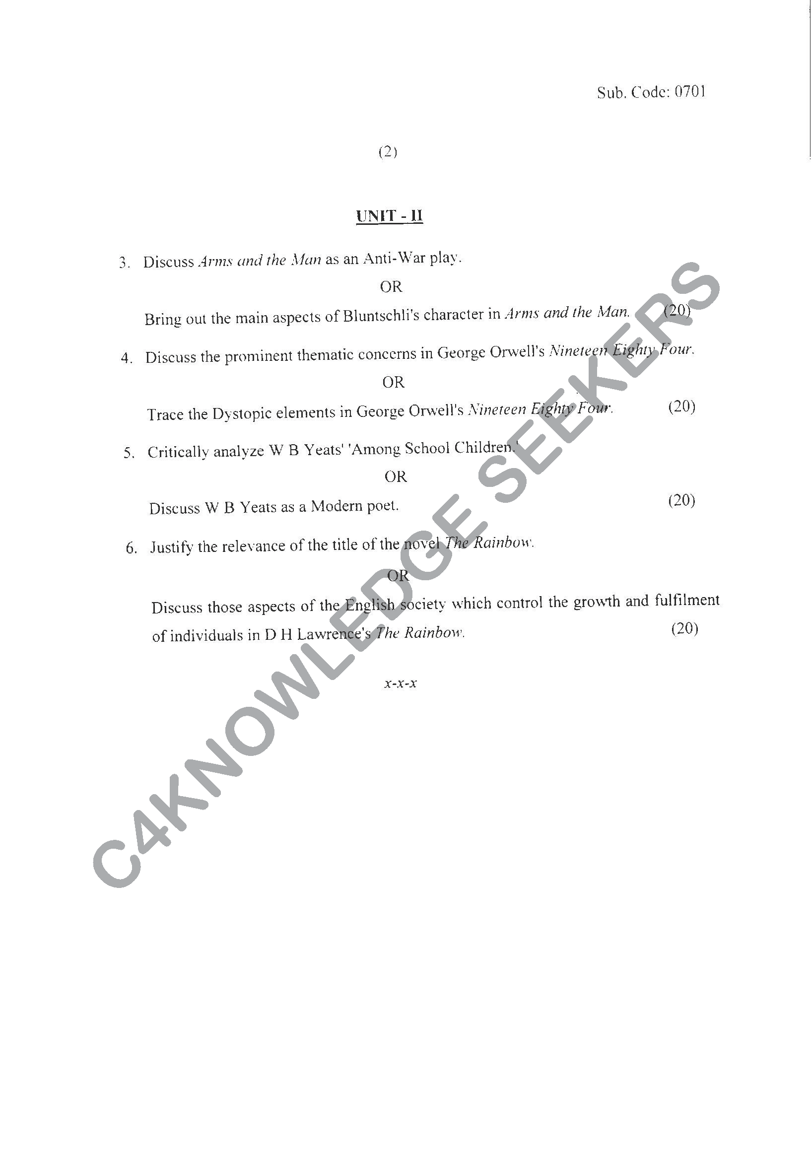 Question Paper 2021