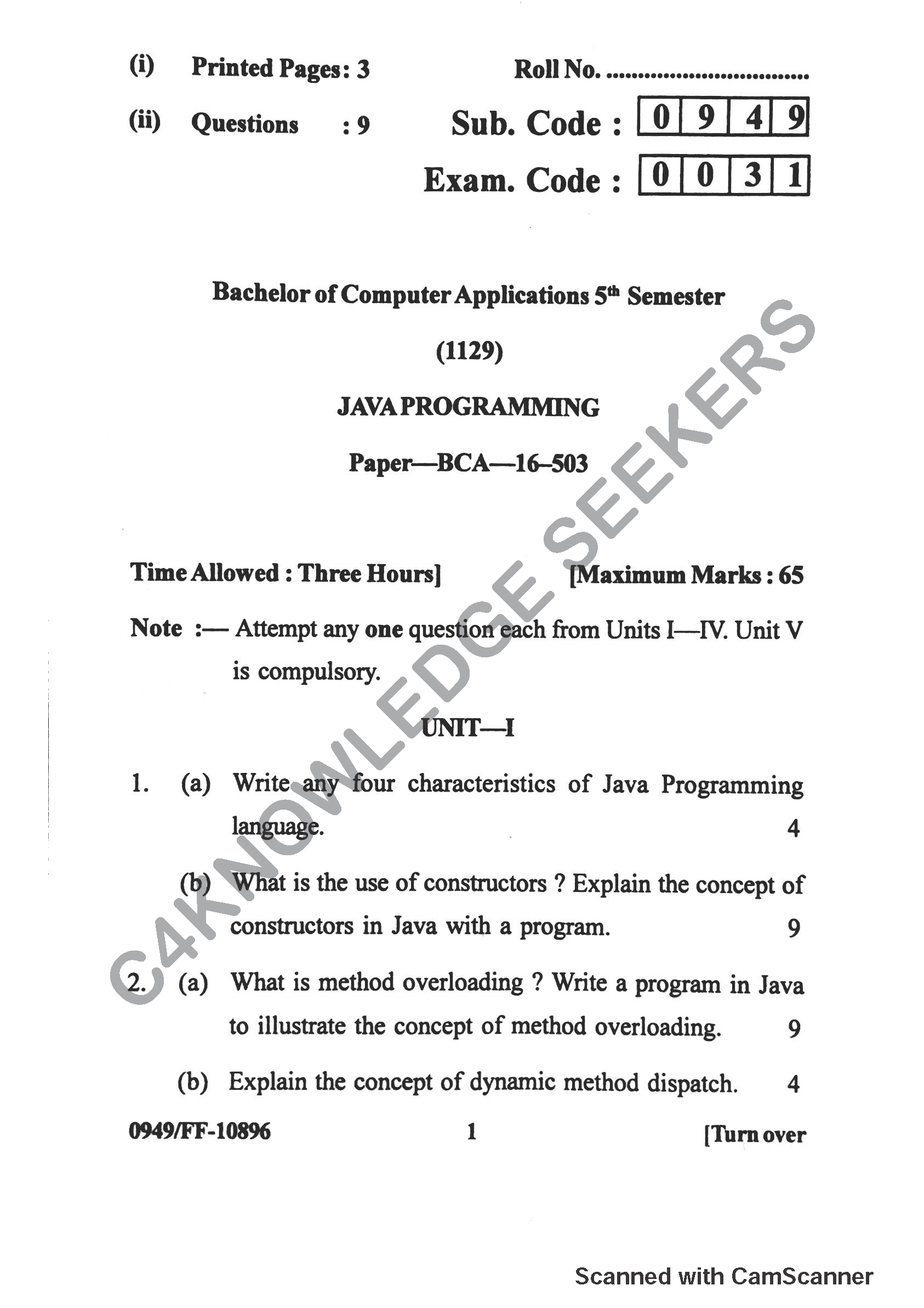 Question Paper 2019